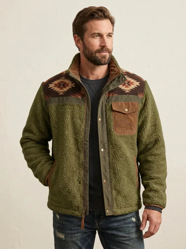 Prairie Ridge Mountain Aztec Trail Look Men's Western Fleece Jacket