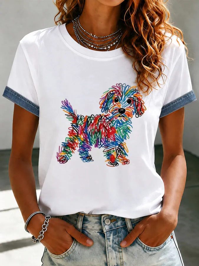 Women's Cute Dog Printed T-shirt