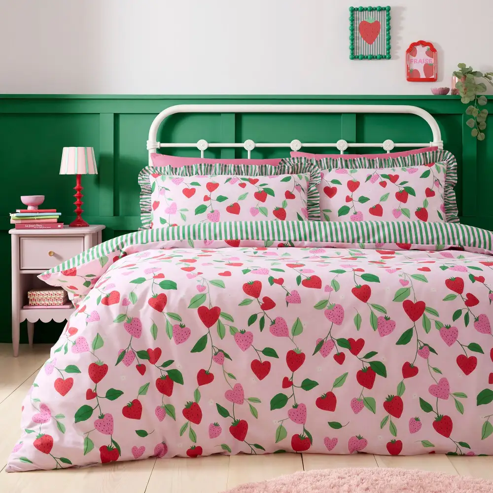 Frilled Stripe Polycotton Duvet Cover Set