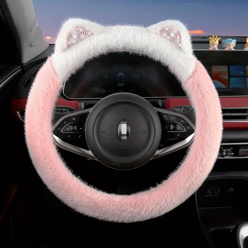 Fuzzy Cat Ear Steering Wheel Cover