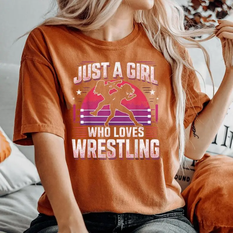 Wrestler Just A Girl Who Loves Wrestling Girl Wrestle Women's Oversized Comfort T-Shirt