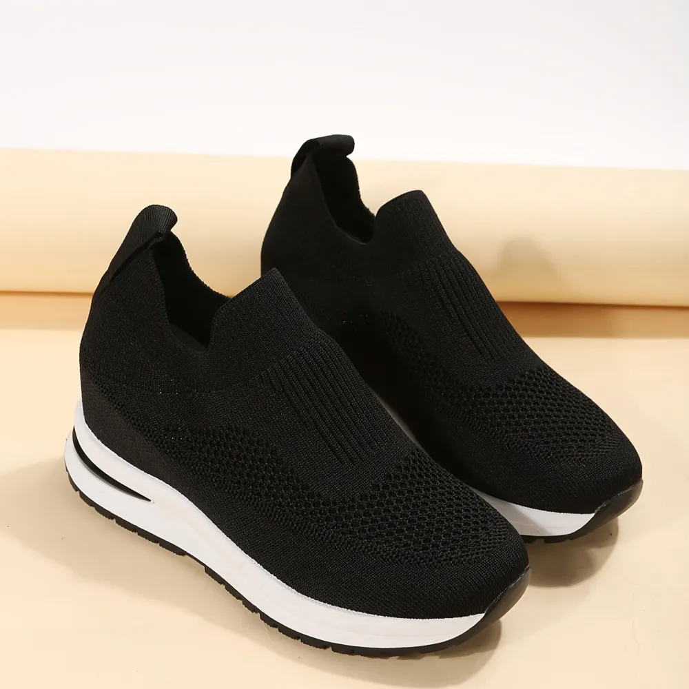 Platform Slip Mesh Wedge Sole Sneakers