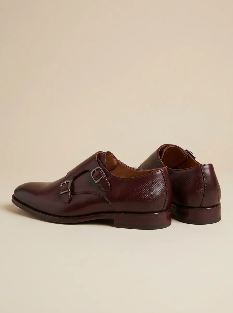 Men's Casual Business Formal Double Monk Strap Leather Shoes