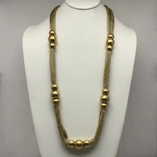 Beaded Mesh Statement Necklace