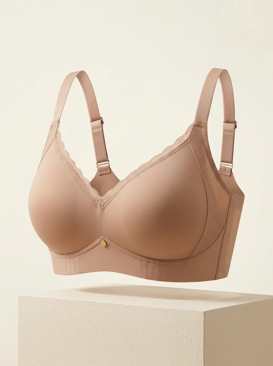 Refined Wireless Full-Coverage Lace Profile Women's Bra