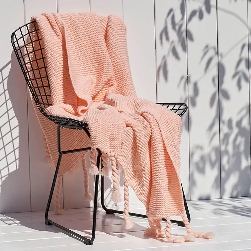 Crochet Cotton Tassel Throw Blanket