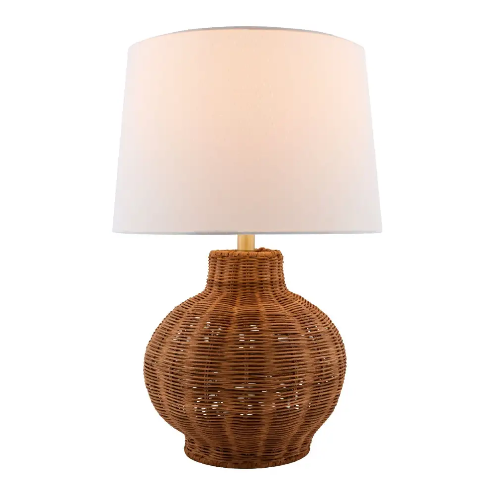 Modern Metal Rattan Linen Table Lamp