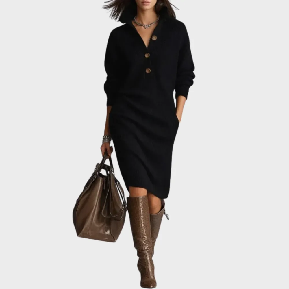 Knit Detail Relaxed Casual Dress