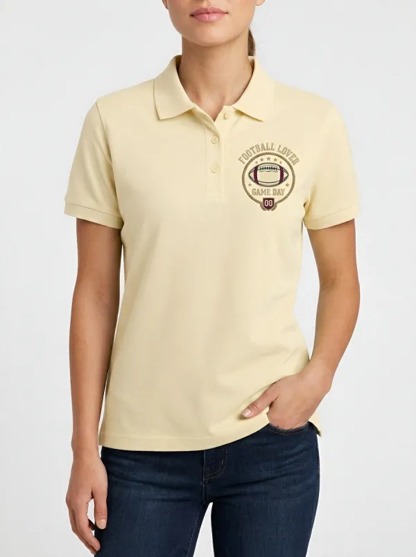 Women's Football Lover Game Day Printed Polo Shirt