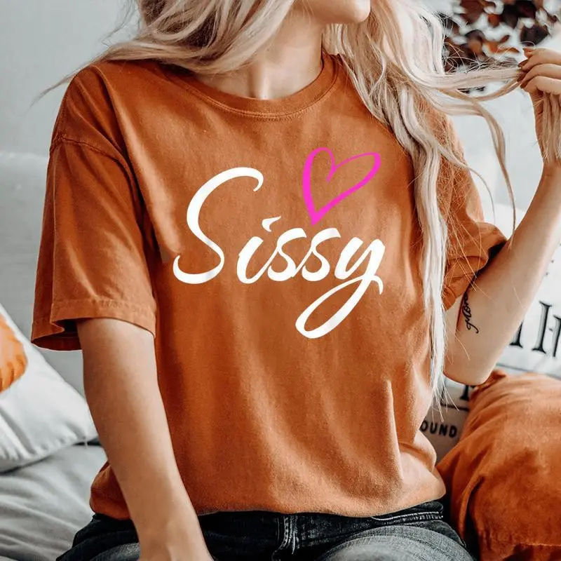 Sissy With Pink Heart Fun Aunt Grandma Mom Women's Oversized Comfort T-Shirt