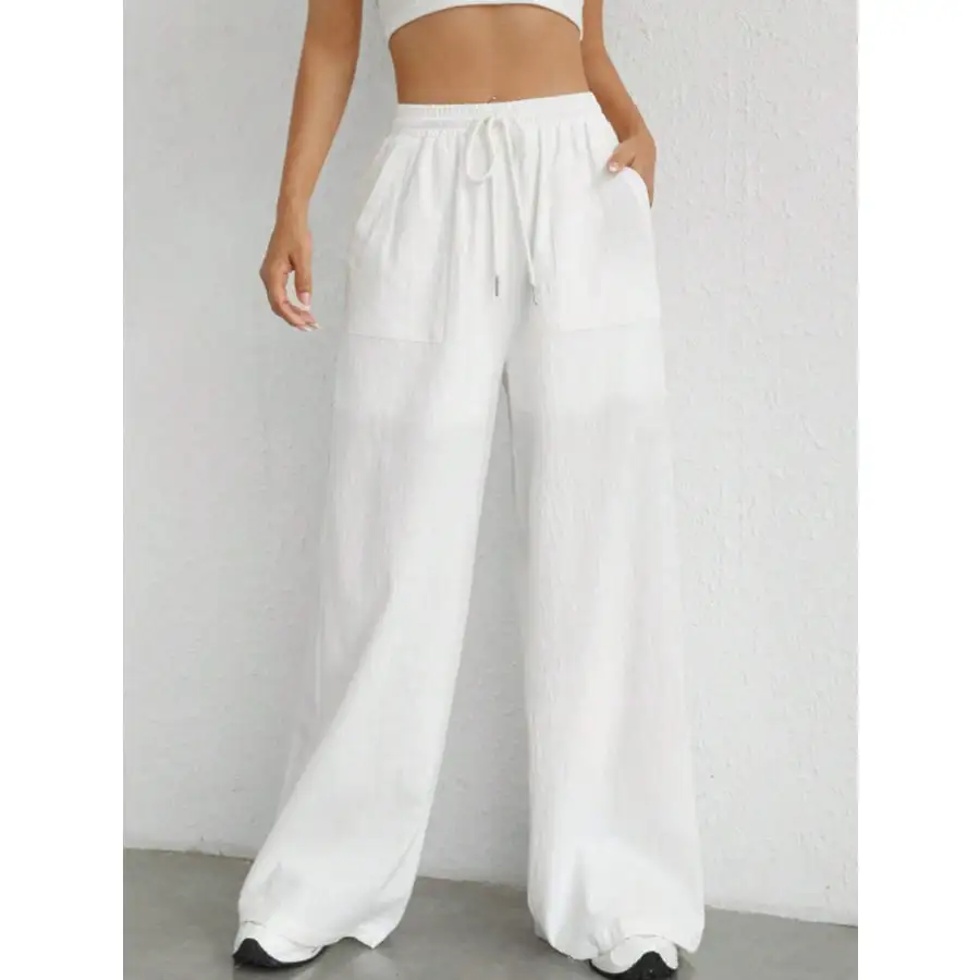 Relaxed Drawstring Wide Leg Pants