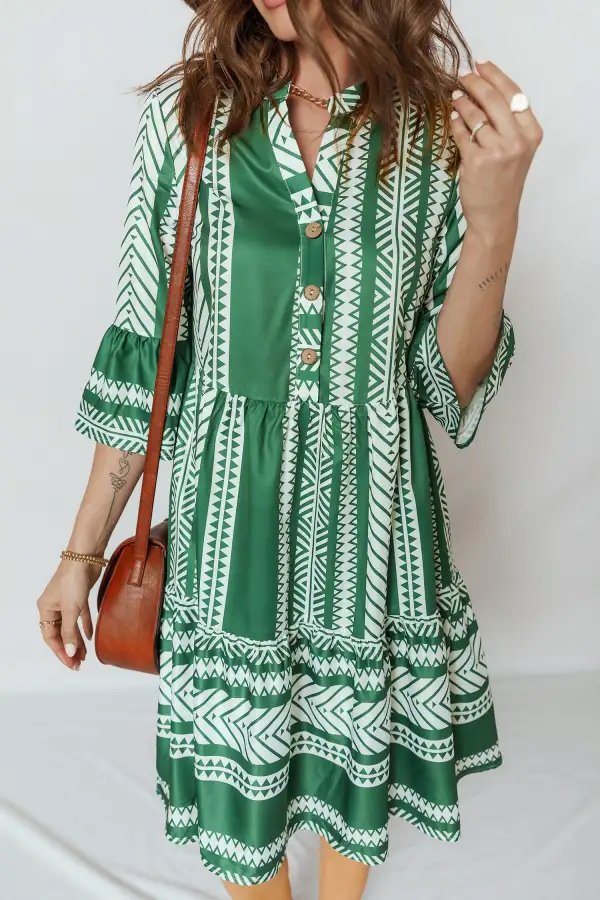 Button Front Casual Mini Dress