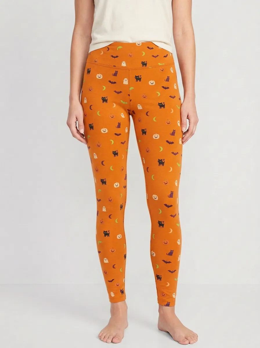 Women's Nightfall Halloween Pumpkin Ghost Cat Leggings