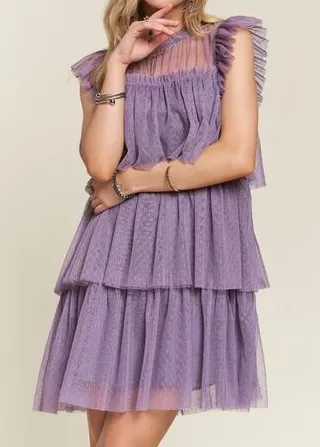 Layered Ruffle Mesh Mini Dress