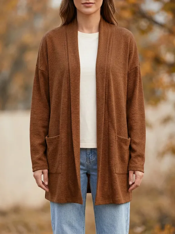 Botanical Open-Front Knit Cardigan