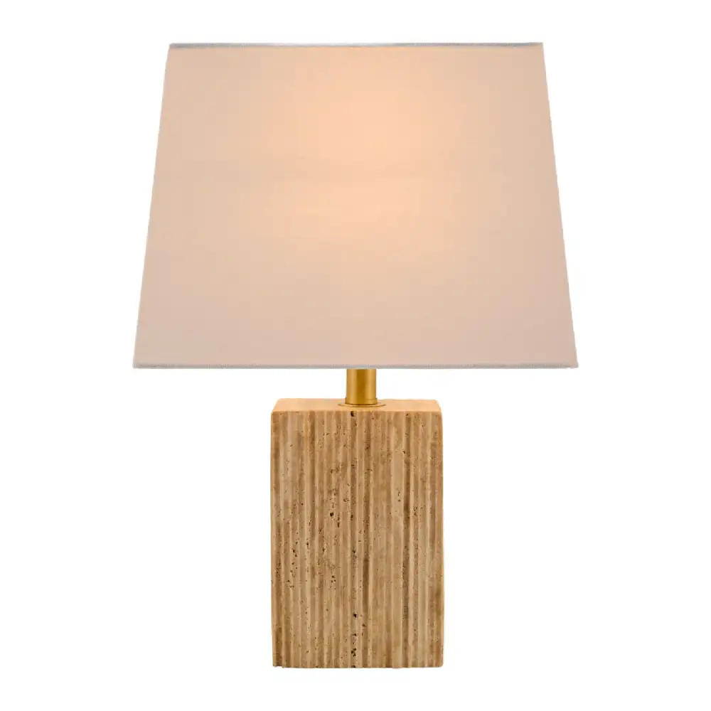 Linen Shade Travertine Iron Linen Table Lamp