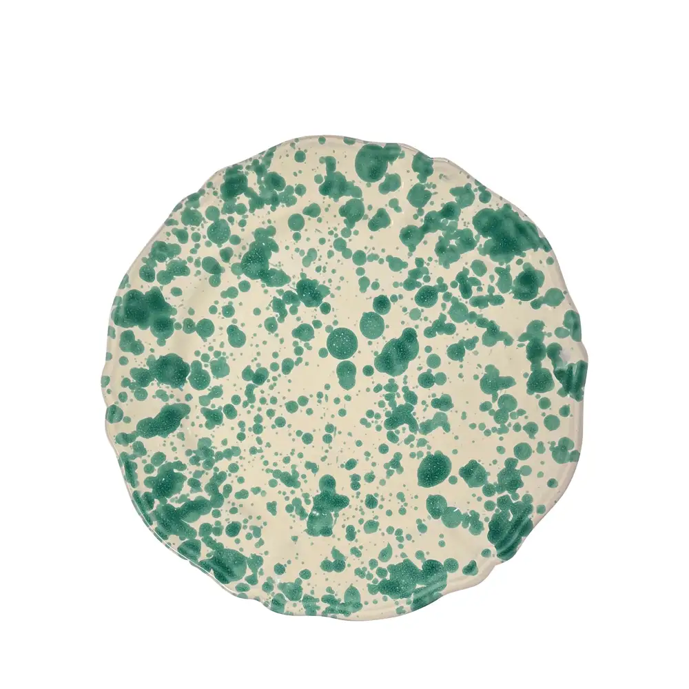 Scalloped Splatter-Finish Ceramic Main Plate