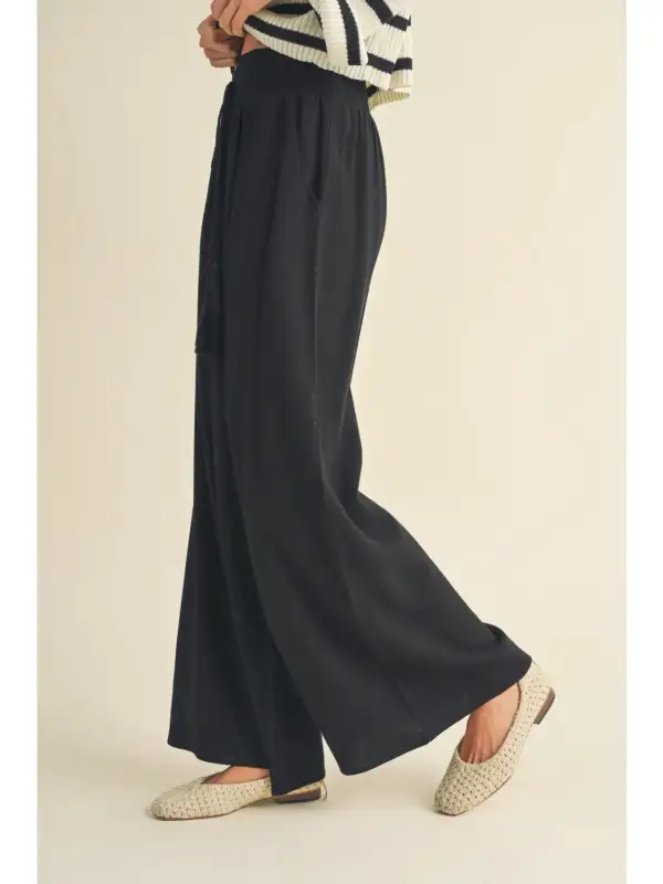 Smocked Waist Cotton Pants