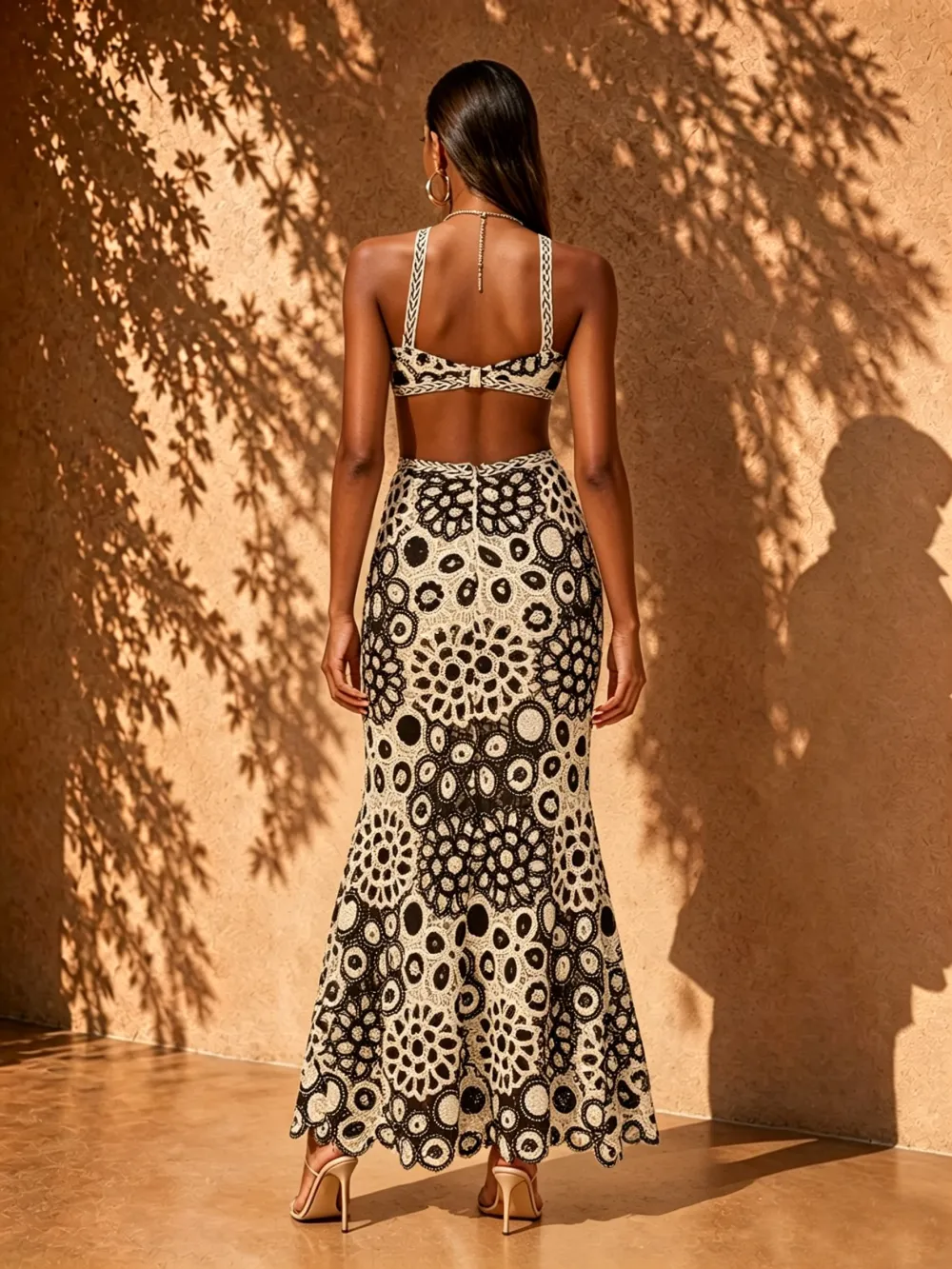 Noemi White Halter Print Slim Fit Maxi Dress