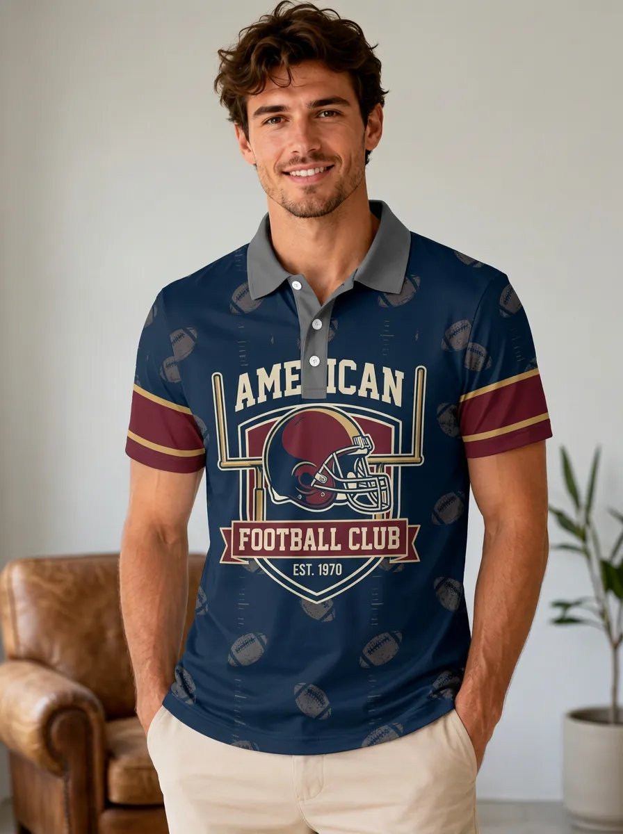 Men's Game Day Gridiron Helmet Polo Shirt