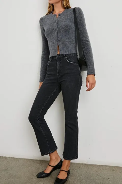 Black Slim-Fit Button-Down Cardigan