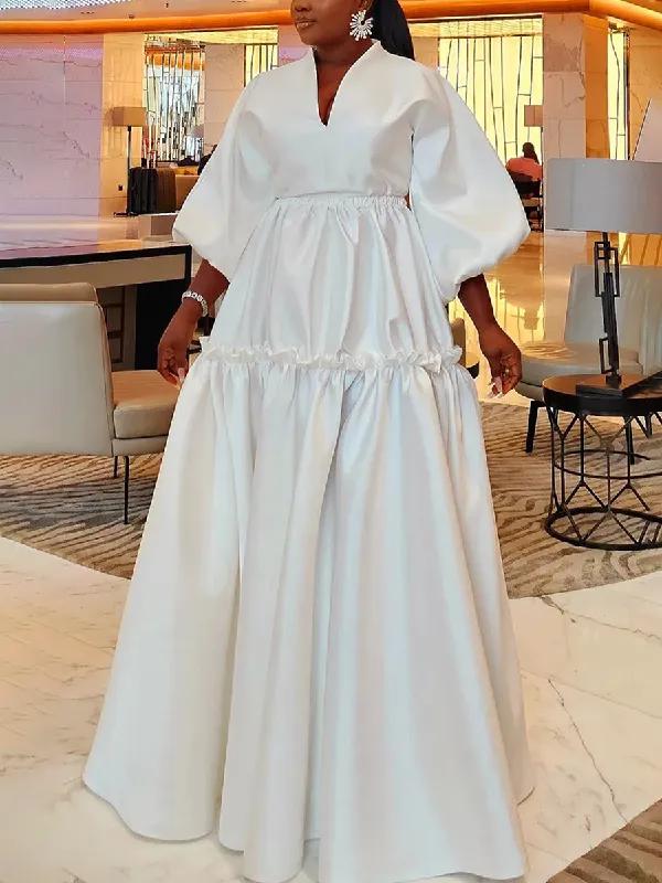 Falbala Neck Maxi Dress