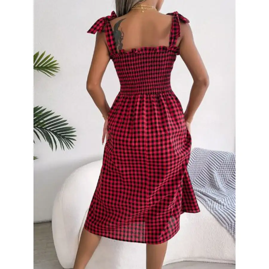 Frill Square Neck Midi Dress