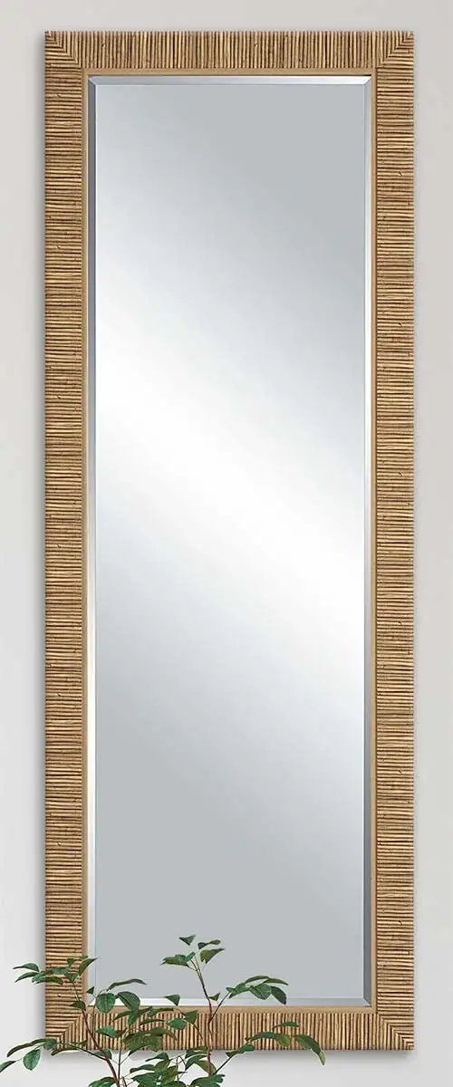 Elongated Rattan Texture Wall Mirror