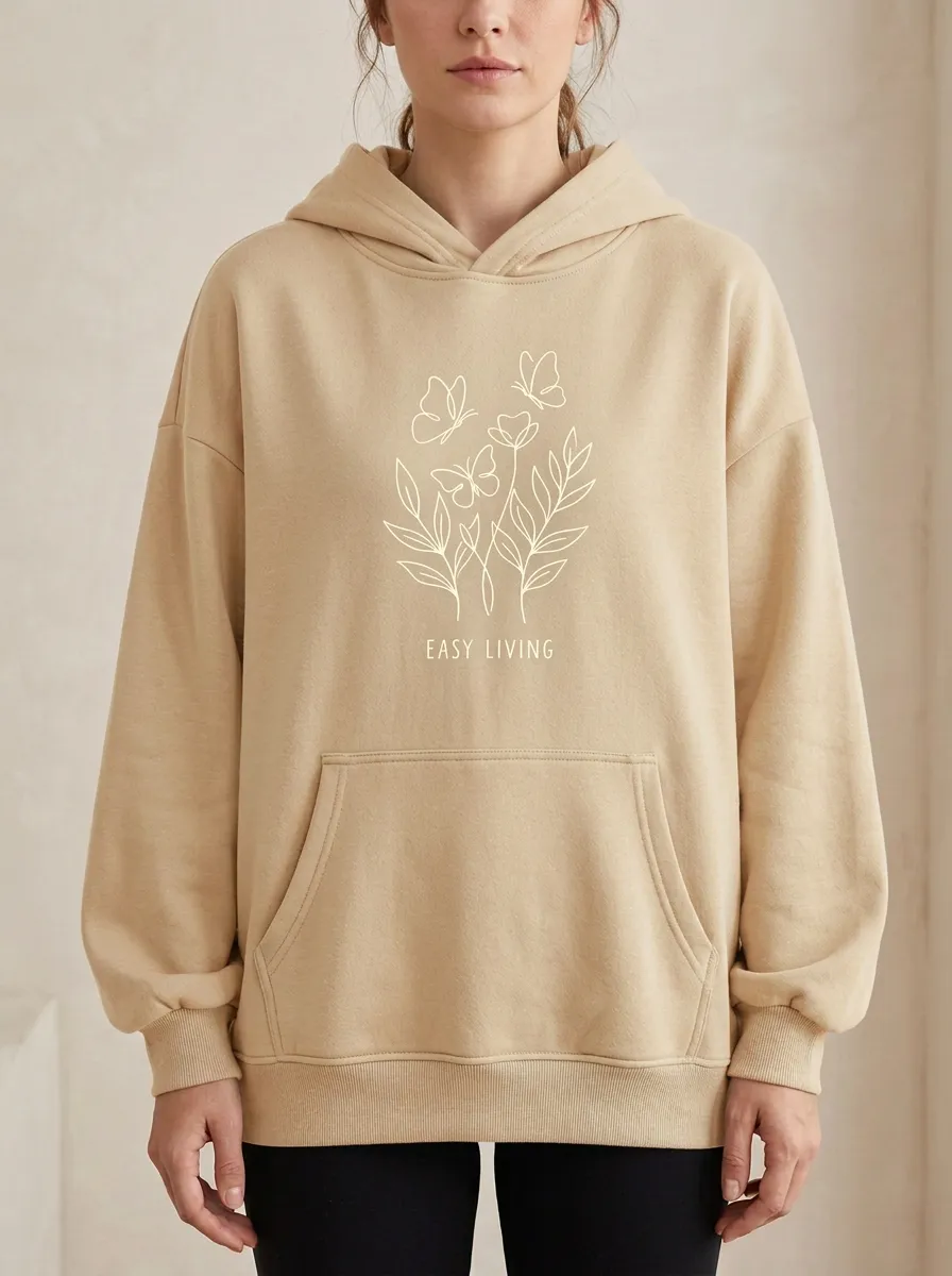 Easy Living Butterfly Floral Line Hoodie