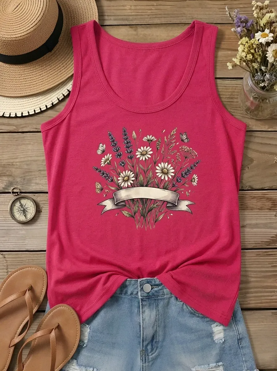 Wildflower Lavender Daisy Tank Top