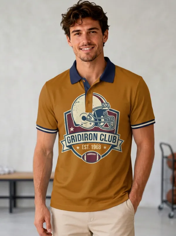 Men's Gridiron Club Football Helmet Polo Shirt
