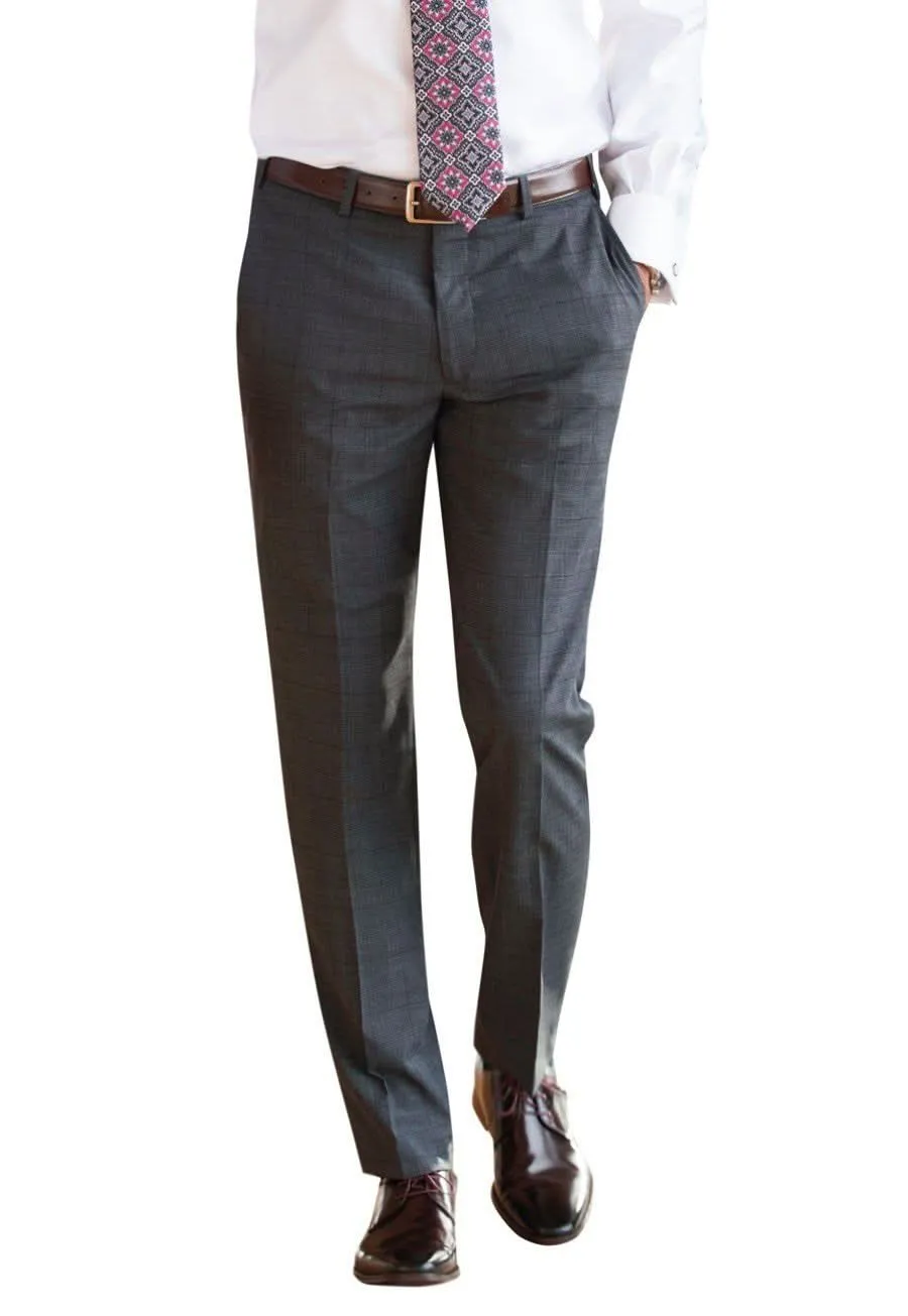 Men's Slim Fit Checked Stretch Suit Trousers