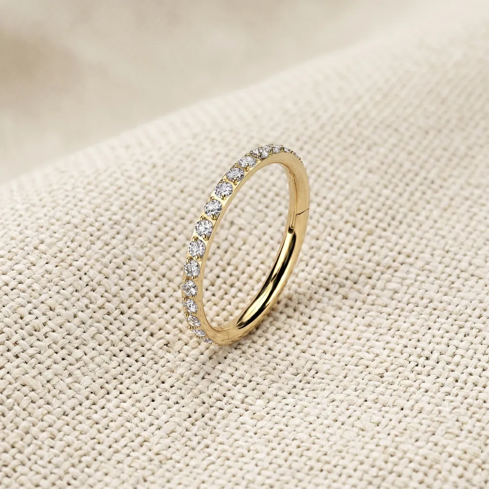 Surgical-Steel Crystal Hinged Hoop Ring