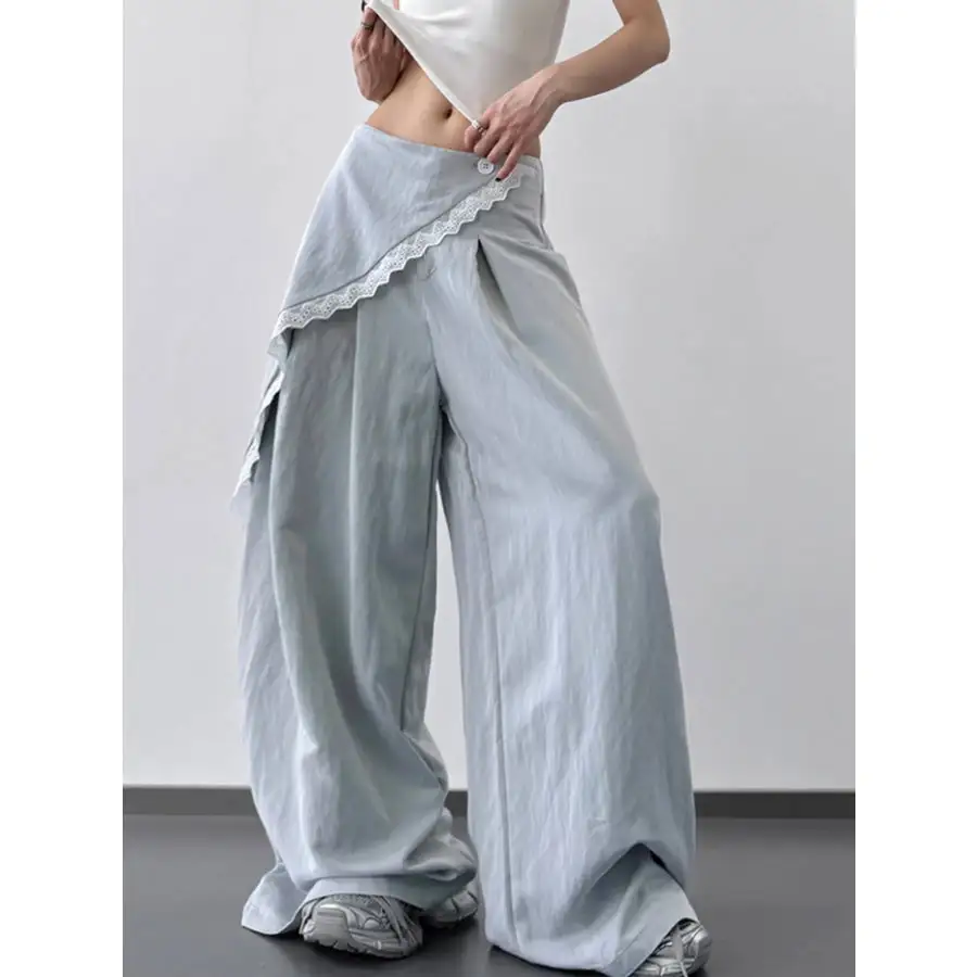 Classic Lace Detail Wide Leg Pants