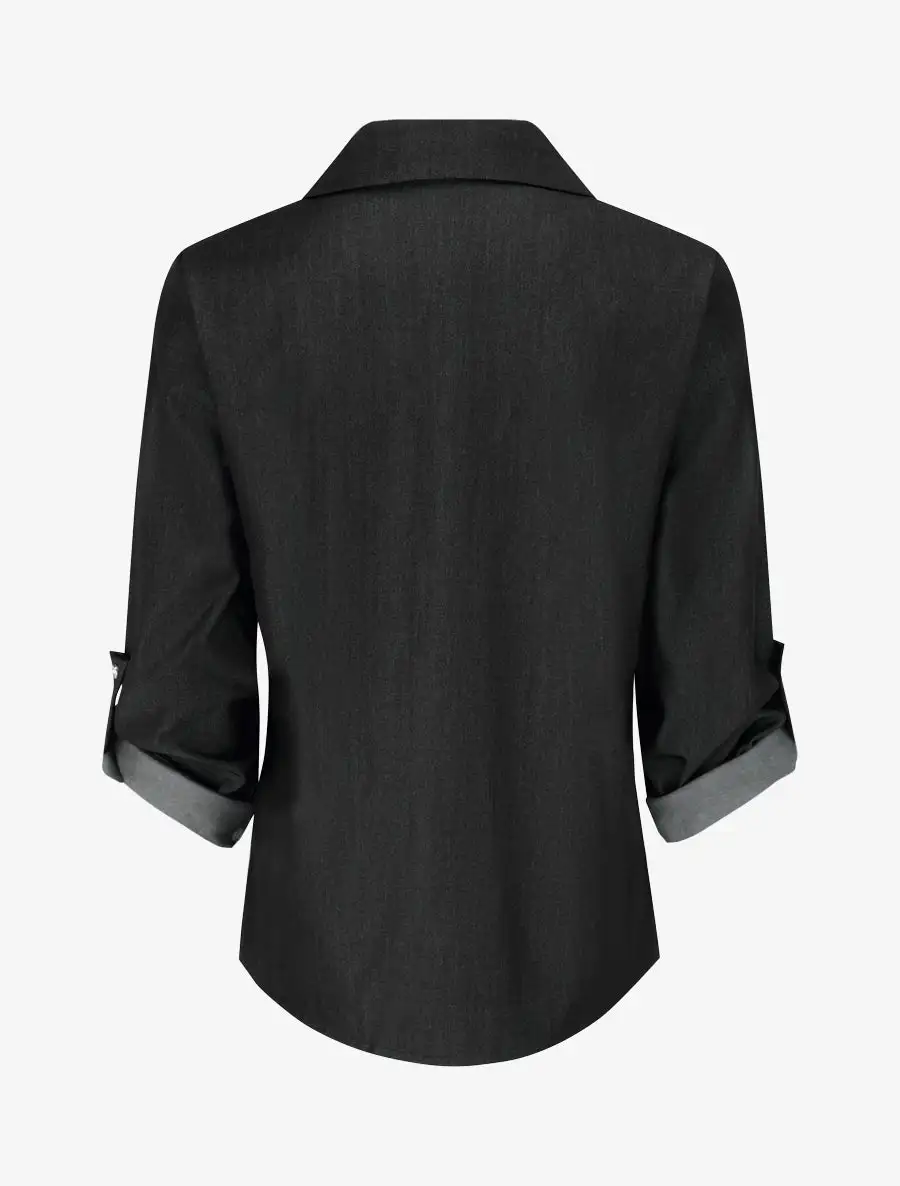 Classic Polished Long Sleeve Straight Fit Stand Collar Button Shirt