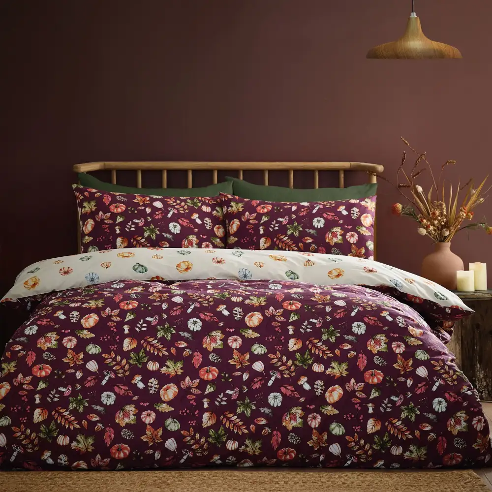 Graceful Bedroom Reversible Printed Linen Duvet Cover Set