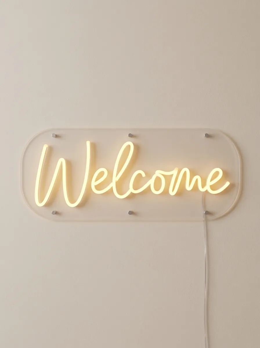 Cursive Script Welcome Neon Sign
