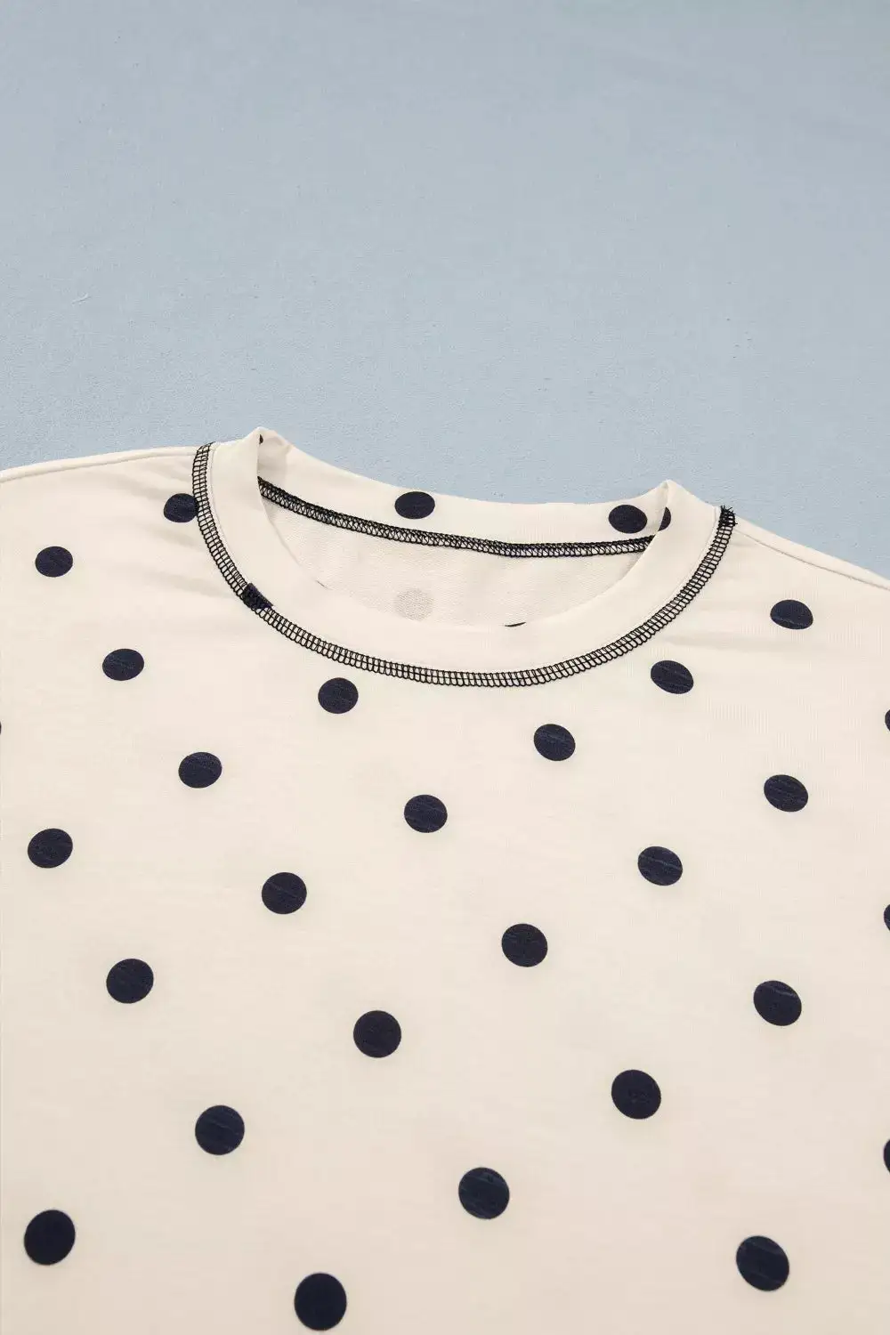 Exposed Seam Detail Polka Dot Loose Tee