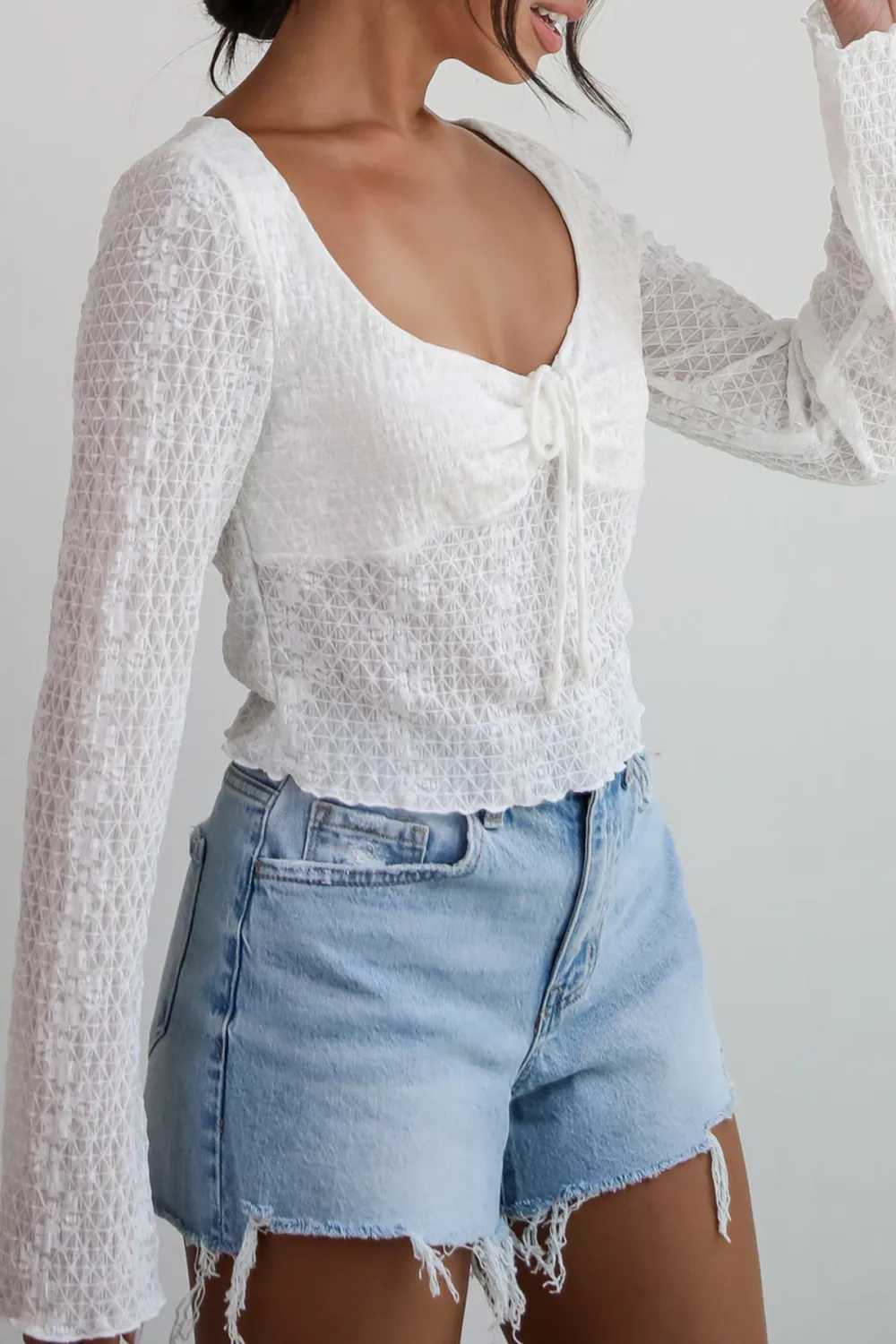 White Mesh Blouse