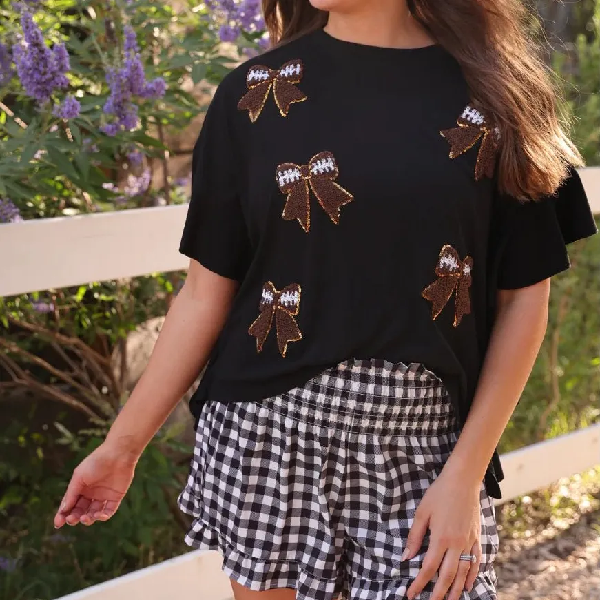Sideline Sparkle Ruffle Casual Tee