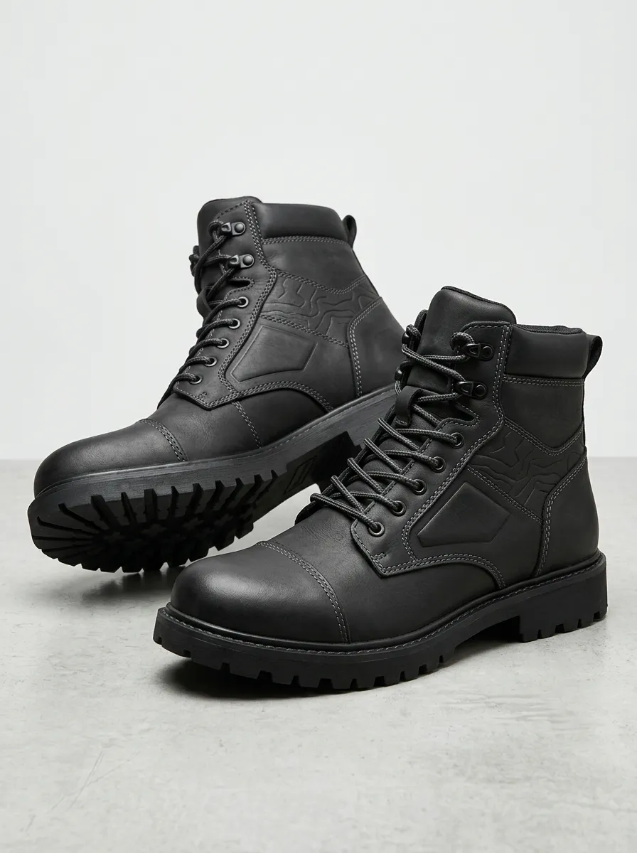 Unisex Tactical Style Geometric Embossed Print Work Boots
