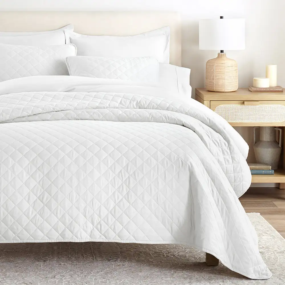 Diamond Stitch Quilted Coverlet Set