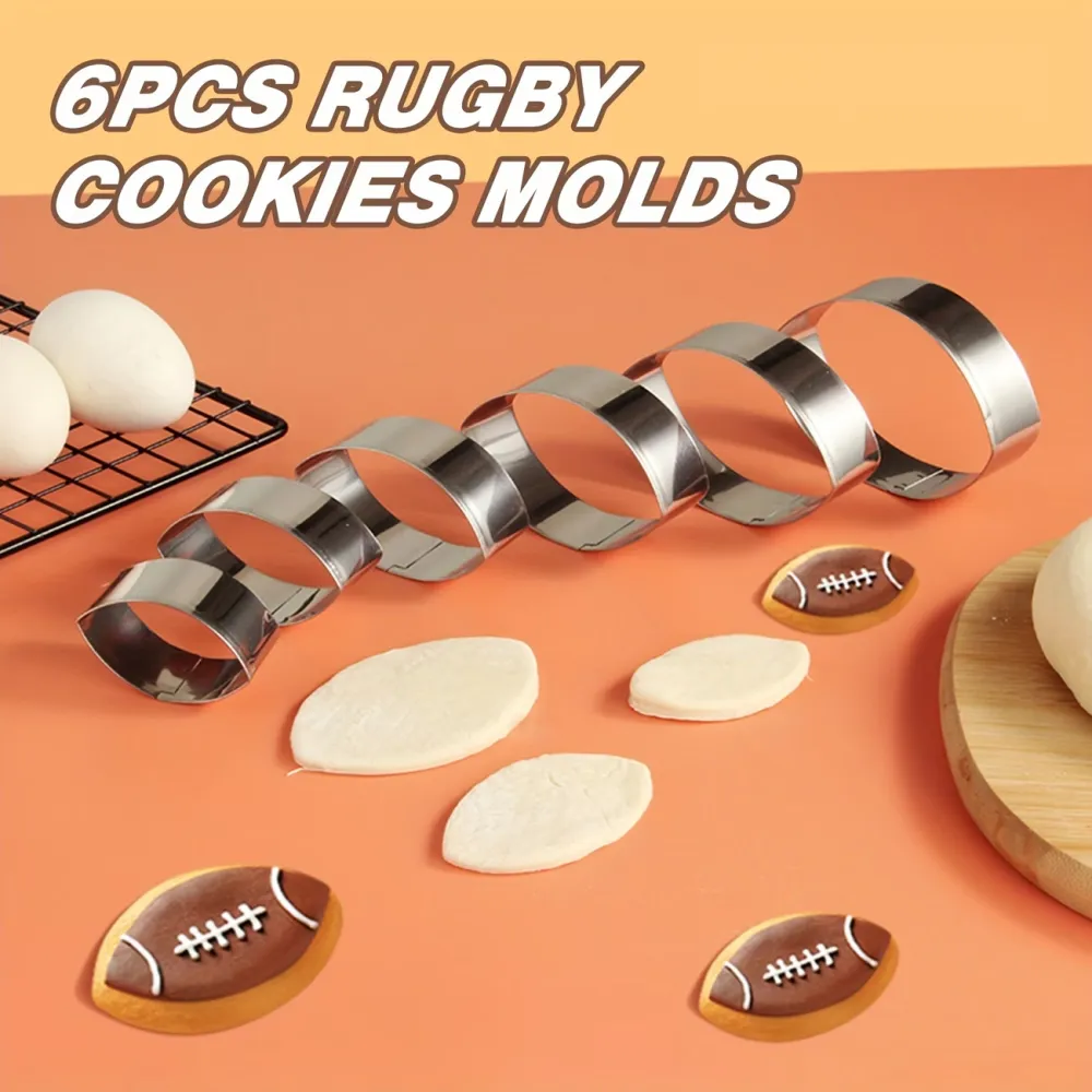 6 Pcs Rugby Cookie Cutter