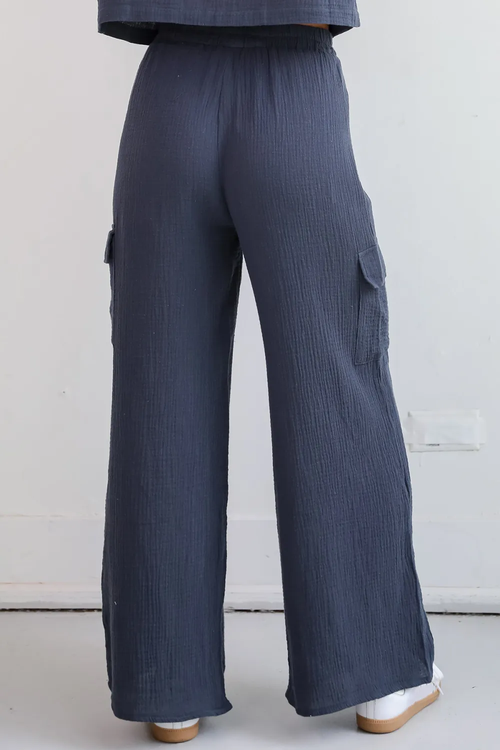 Charcoal Linen Cargo Pants