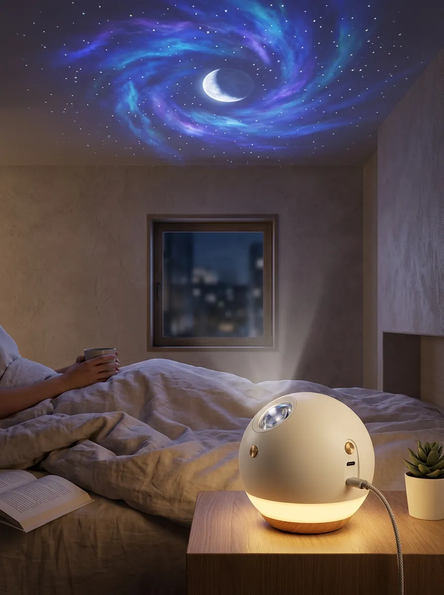 Galaxy Moon and Star Projector Night Light