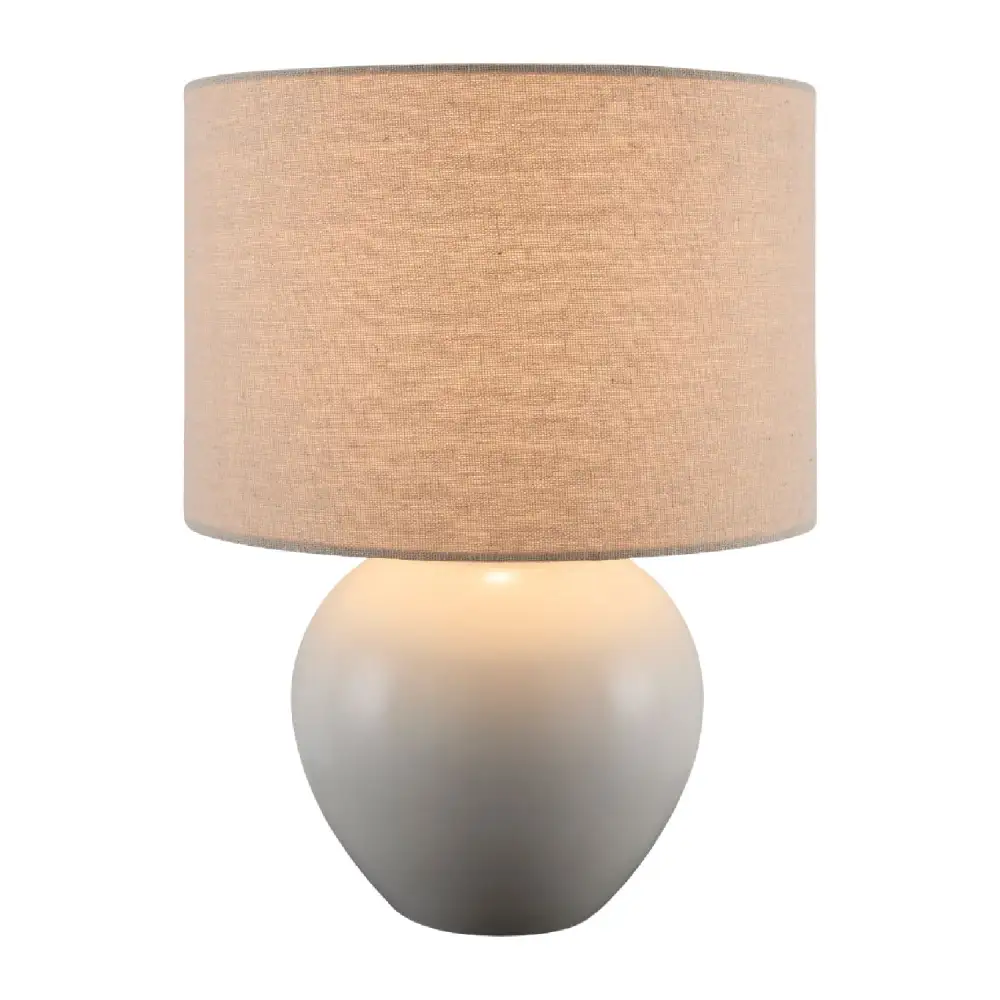 Rounded Ceramic Linen Table Lamp