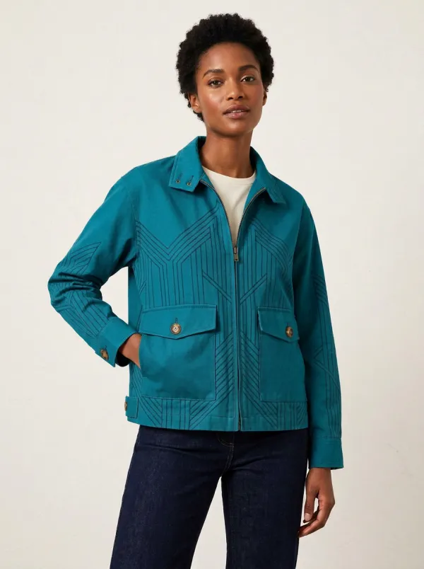 Women's Geometric Pattern Sage Green Pattern Jacket