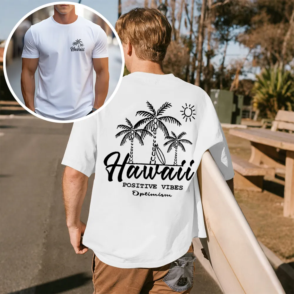 Hawaiian Positive Vibes Graphic T-Shirt