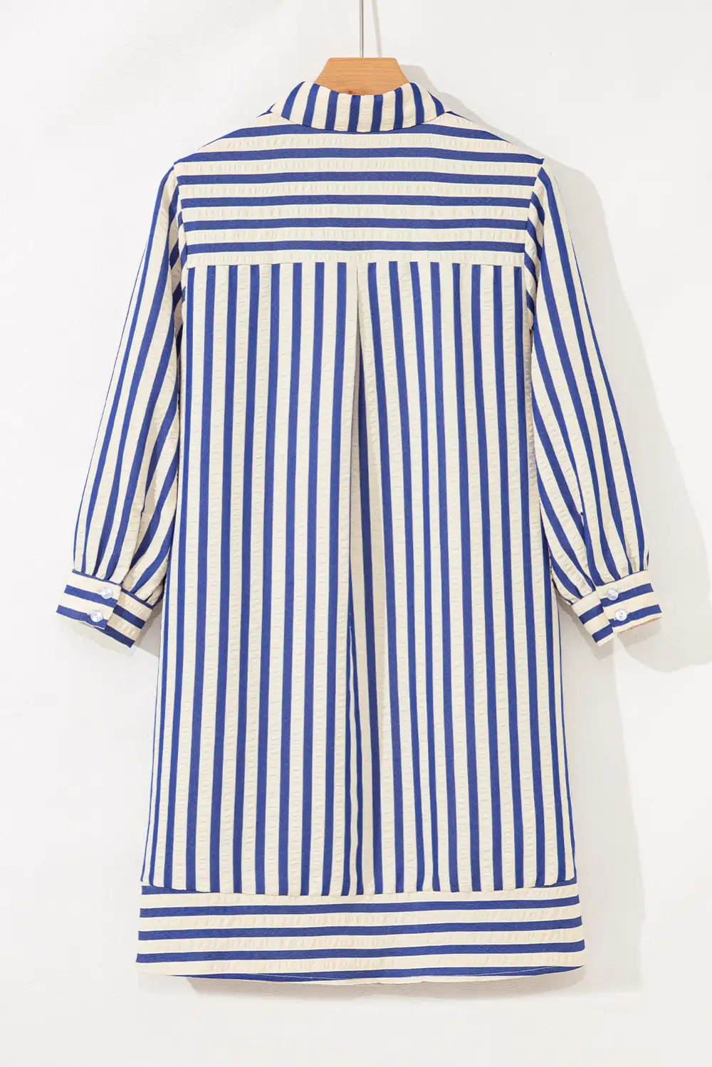 Striped Half Button Pocketed Mini Dress