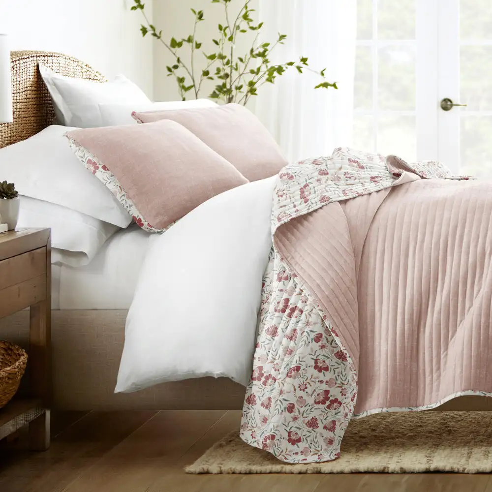 French Jacobean Reversible Quilted Coverlet Set